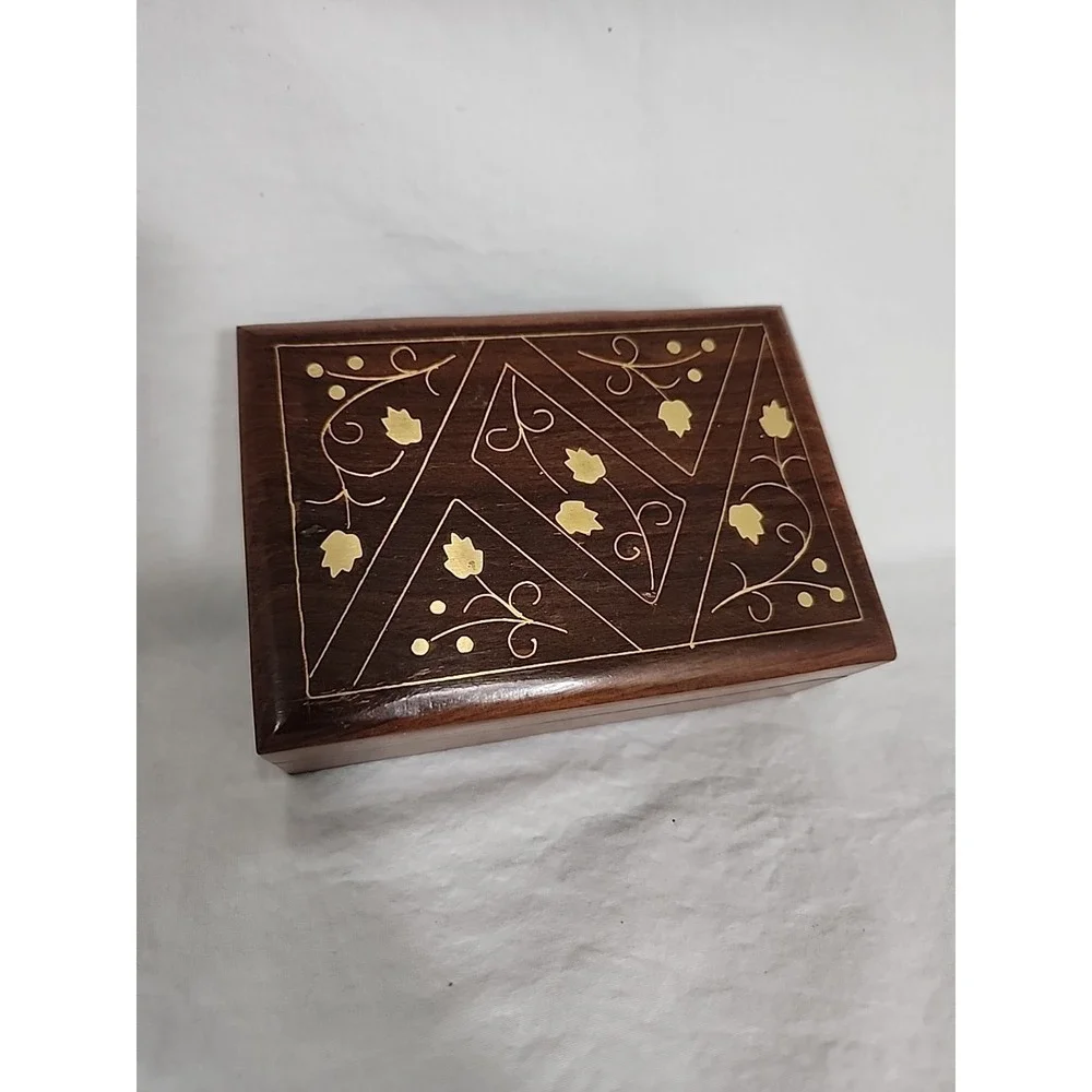 Vintage Wood Stash Box With hinged lid
